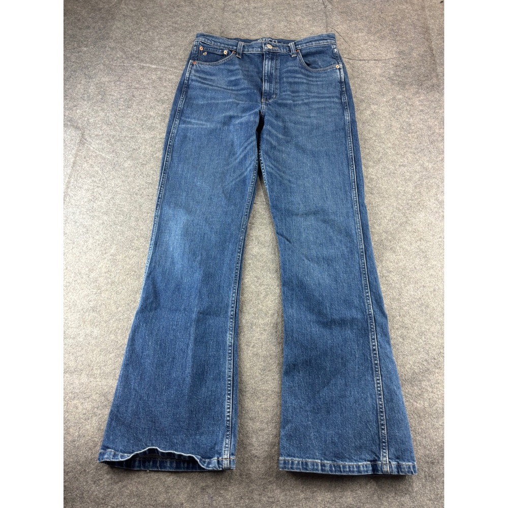 Etica Womens Flare Jeans Medium Wash Organic Cotton High Rise Blue Denim Size 29